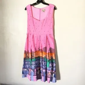 LindyBop “Nellie” Pink Paris print dress (1501)